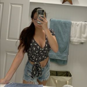 BRAND NEW floral wrap tie top